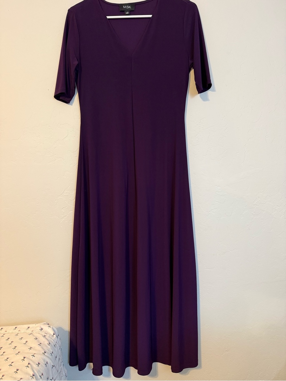 MSK Women's Purple V-Neck Short Sleeve Dress